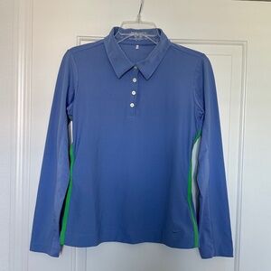 Nike Golf Women Long Sleeve Dri-FIT Stretch Tech Polo Shirt (Light Blueberry/XS)